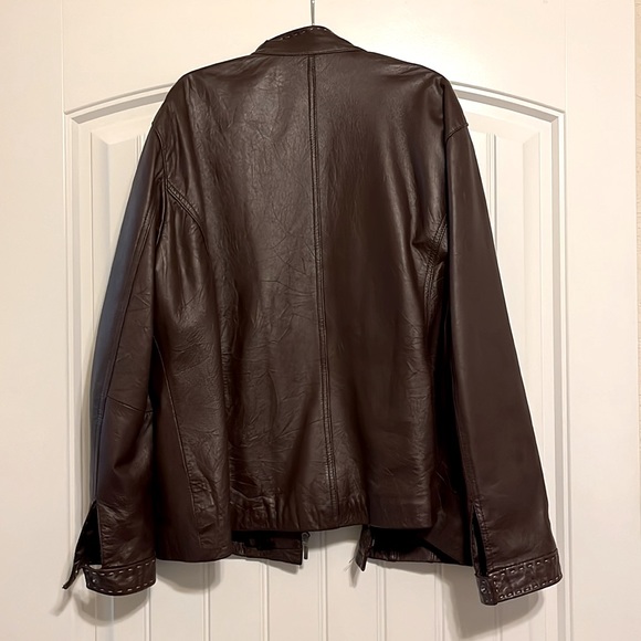 Chico’s, leather jacket, chocolate brown - Picture 2 of 5